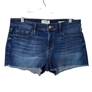 FRAME Le Cutoff Denim Shorts Women’s 28 Williams Wash Frayed Mid Rise